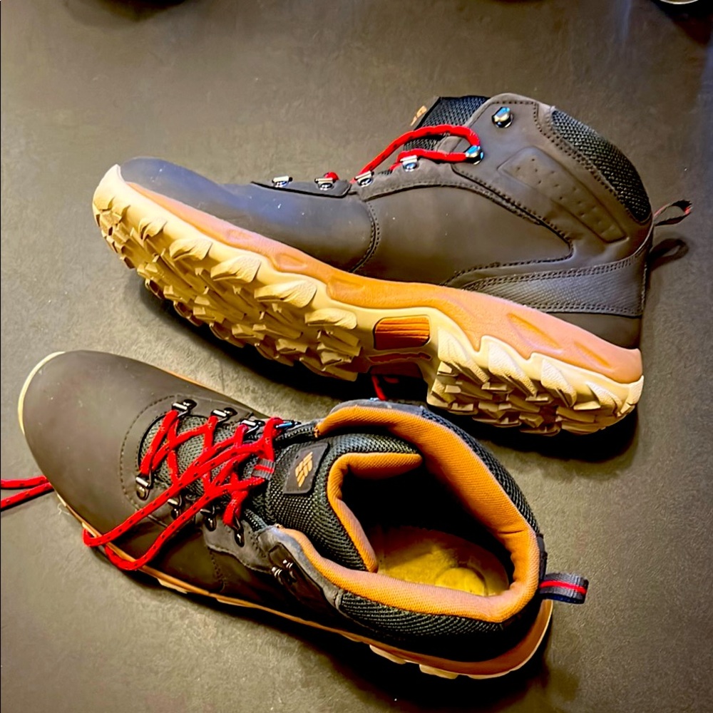 Columbia Brown and Red Hiking Boots Rugged Design